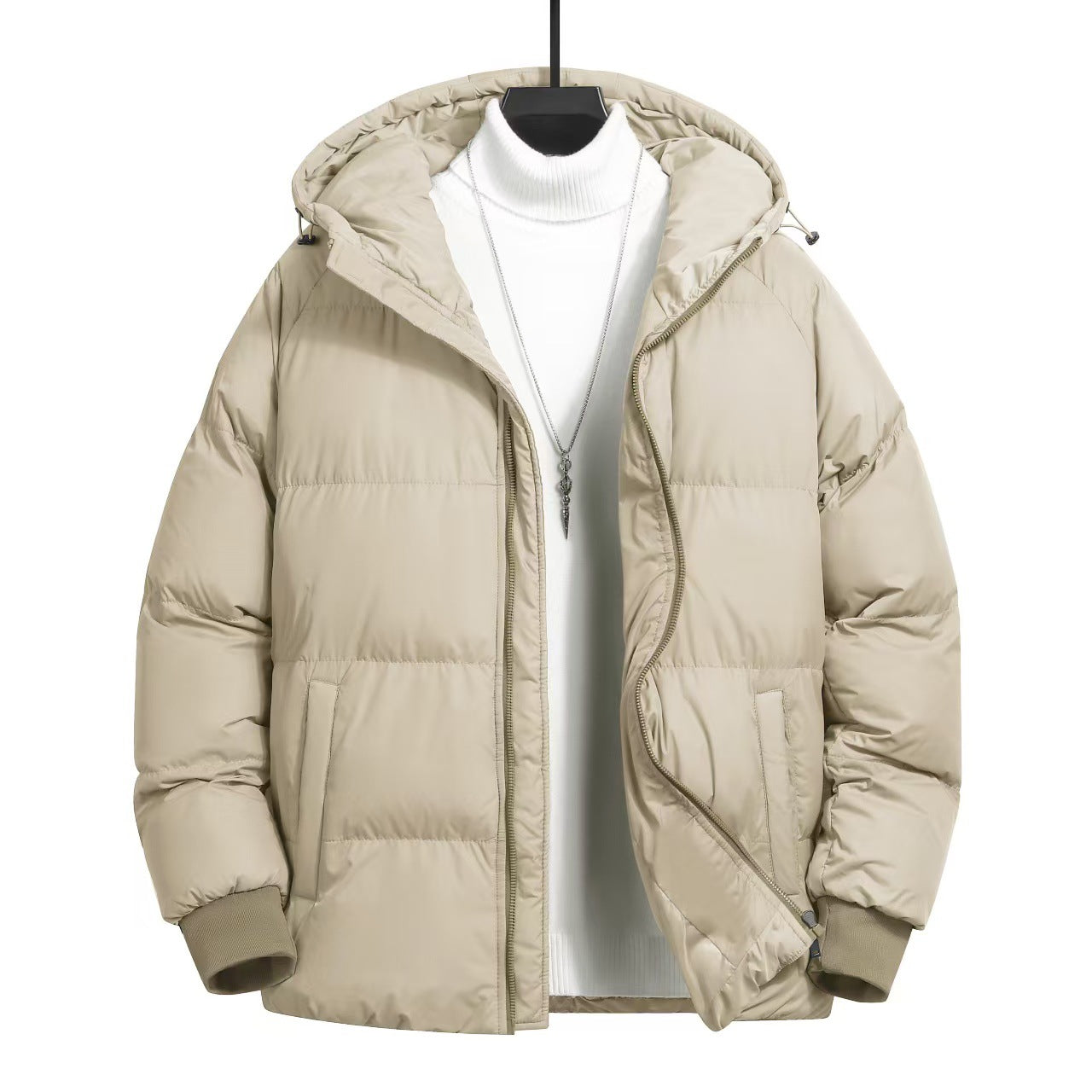 Cross-Border Men's Thickened Cotton Jacket with Hood, Loose Fit, Warm, Versatile, Casual, Cold-Proof Men's Cotton Coat, Trendy Sports Jacket