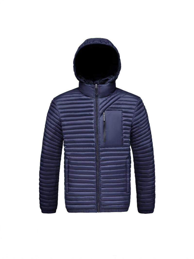Cross-Border Men's Cotton Jacket 2025 Autumn and Winter Graphene Detachable Hood Amazon Wish Ribbed Cotton Coat Thickened