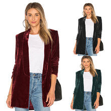 Independent Site Amazon Cross-Border Gold Velvet Short Top for Women 2025 New European and American Clothing Small Suit Jacket