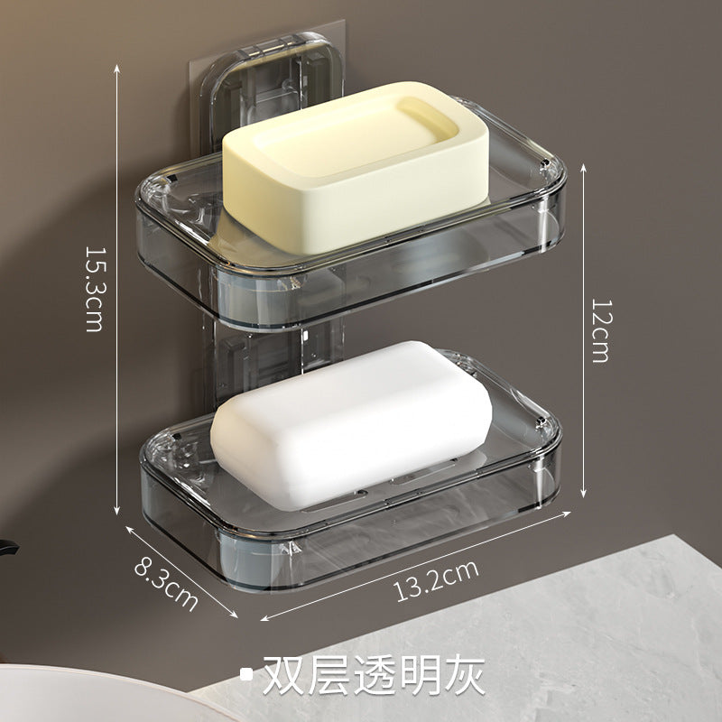 Light Luxury Soap Box Suction Cup Wall-mounted Non-perforated Draining Toilet Drainage Soap Box Rack Household Bathroom