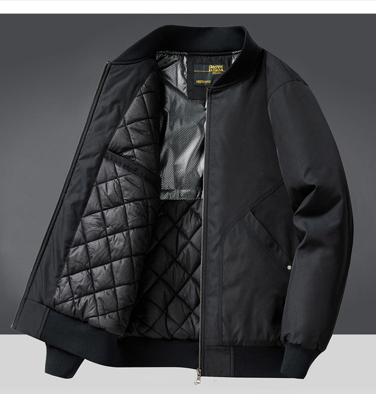 Autumn and Winter New Quilted Jacket Men's Casual Retro Versatile Baseball Uniform American Workwear Thickeneded Warm Cotton Jacket