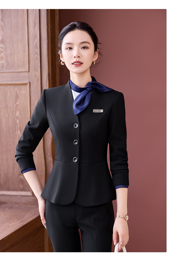 Gray Suit Suit for Women 2025 New Spring & Fall High-End Business Attire Formal Hotel Front Desk Manager Work Clothes