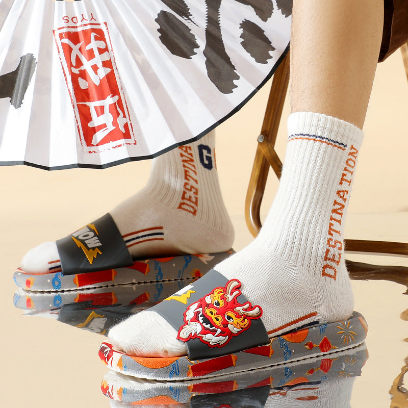 Slippers Men's Wear-resistant Sandals Home Indoor Bathroom Non-slip Slippers Outdoor Couple's Fashion National Trendy Slides