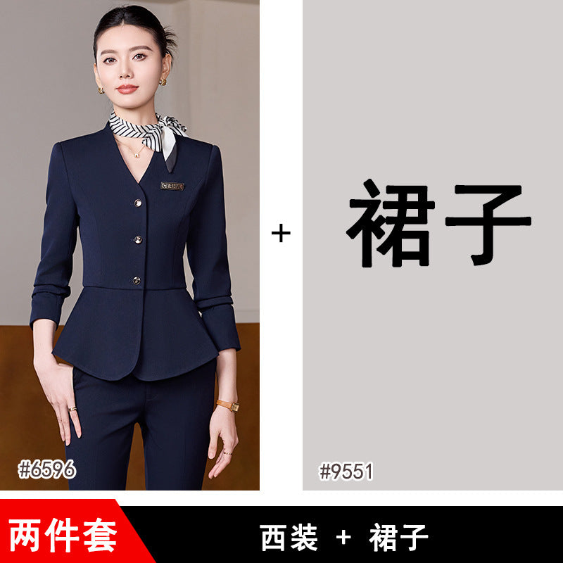 Dark Blue Suit Suit for Women 2025 Autumn and Winter New Professional Formal Wear Fashionable Workwear Jewelry Store Work Clothes