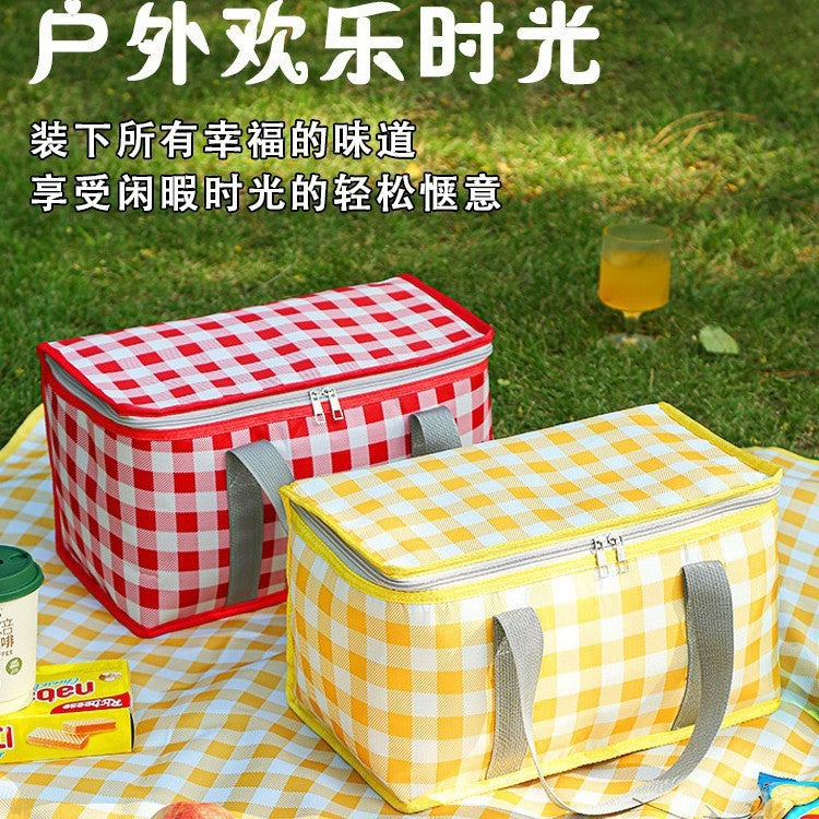 Insulated Box Large Capacity Thickened Aluminum Film Picnic Bag Outdoor Portable Picnic Basket Camping Foldable Picnic Basket