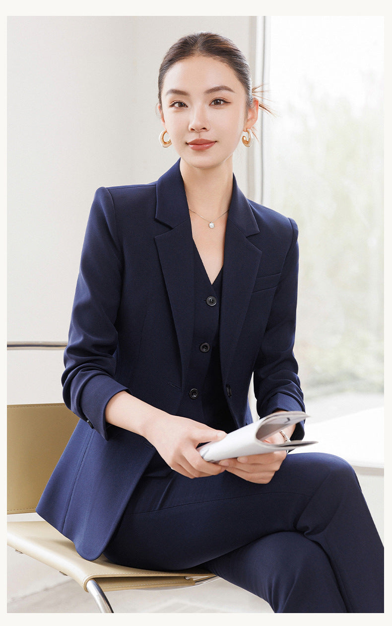 Cross-Border Red Hostess Suit Set for Women, Formal Attire for Broadcast Art Exams, Speech Competitions, Interviews, and News Anchor On-Camera Appearance