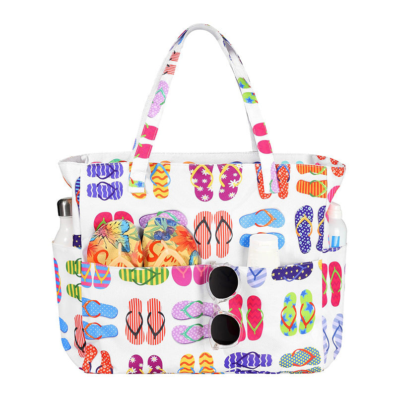 Feihong Cross-Border Large-Capacity Beach Bag Amazon New Travel Storage Bag Portable Printed High-Value Storage Bag