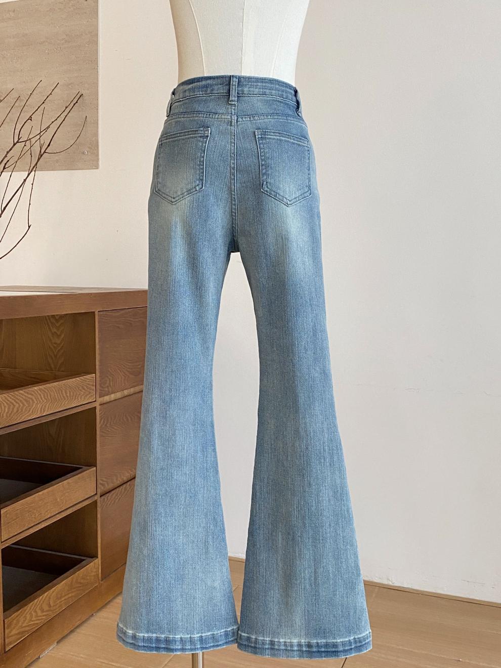 Korean 2025 Autumn New Women's Ins Blogger's Own Hip-Enhancing Slimming Look Bootcut Jeans Retro Slim Pants