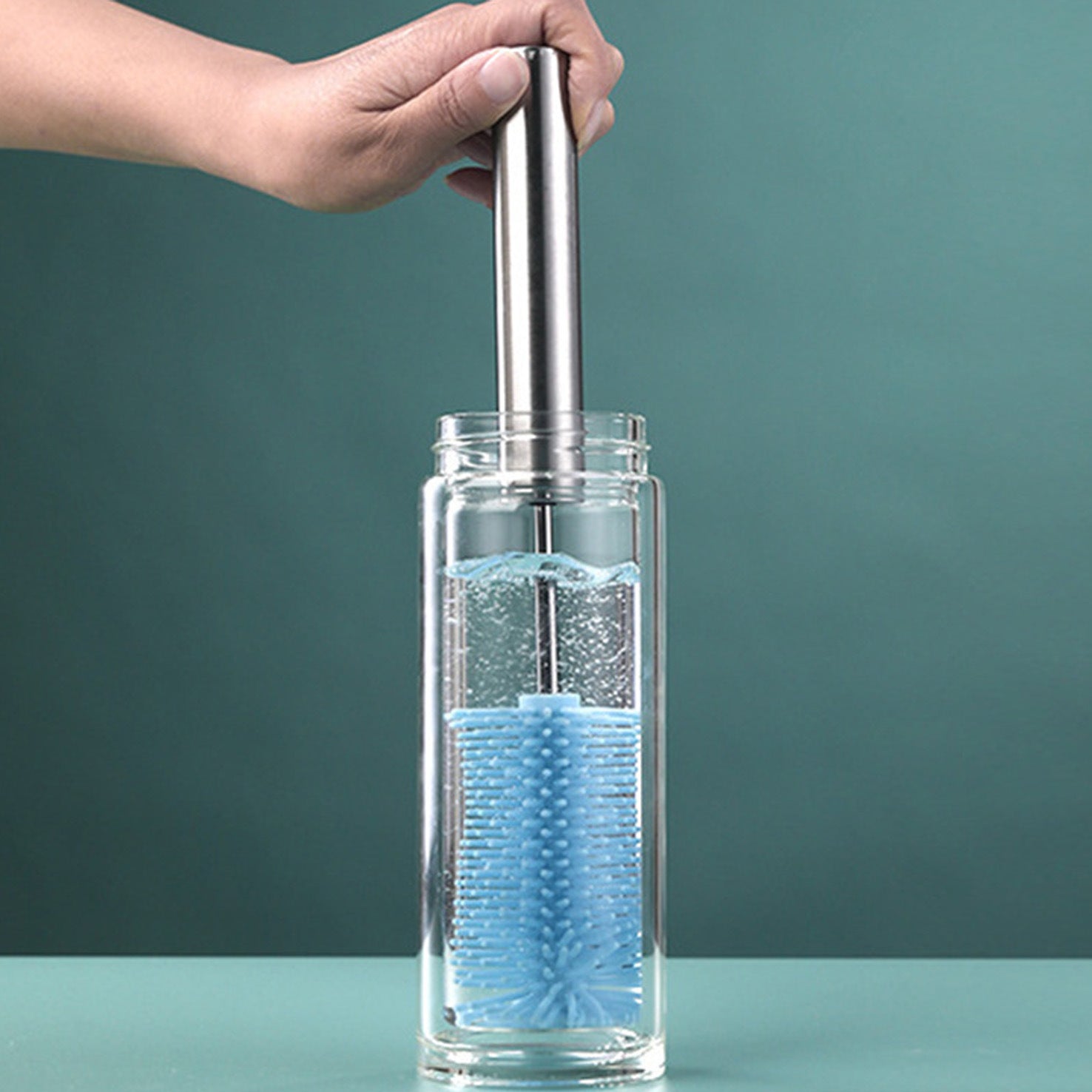 Semi-Automatic Rotating Cleaning Brush Baby Bottle Water Cup Tea Cup Cleaning Cup Brush Household Push-Type Cleaning Mixer