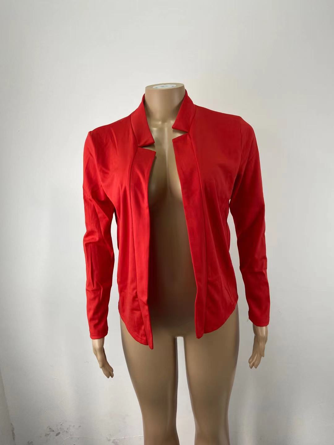 2024 European and American Solid Color Casual Professional Small Suit Jacket Top Cardigan Women's Clothing