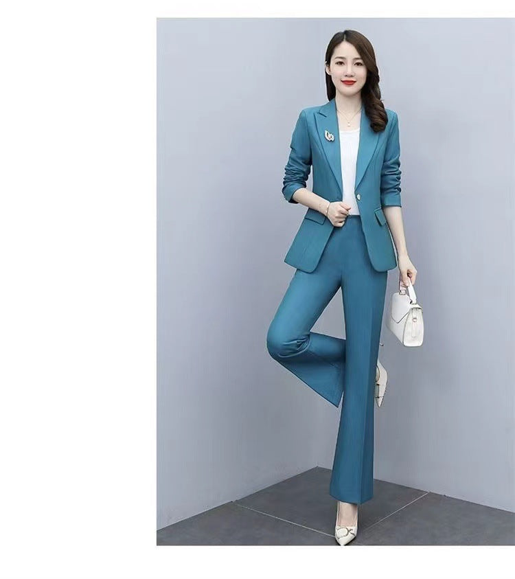 This Year's Hot Spring Style New Slim Fit Professional Fashion Bootcut Pants Women's Two-Piece Suit