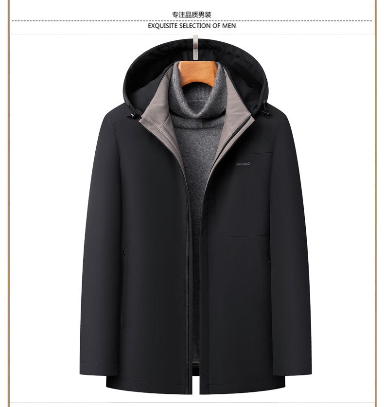 2024 Autumn and Winter Men's Thickened Warm Jacket for Middle-aged and Elderly Dads with Lapel Casual Detachable Liner Cotton-padded Jacket
