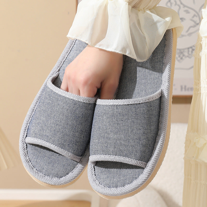 Linen Slippers for Women in Spring & Fall Seasons Indoor Household Cotton and Linen Slippers for Home Non-Slip Summer Male Couple Wholesale