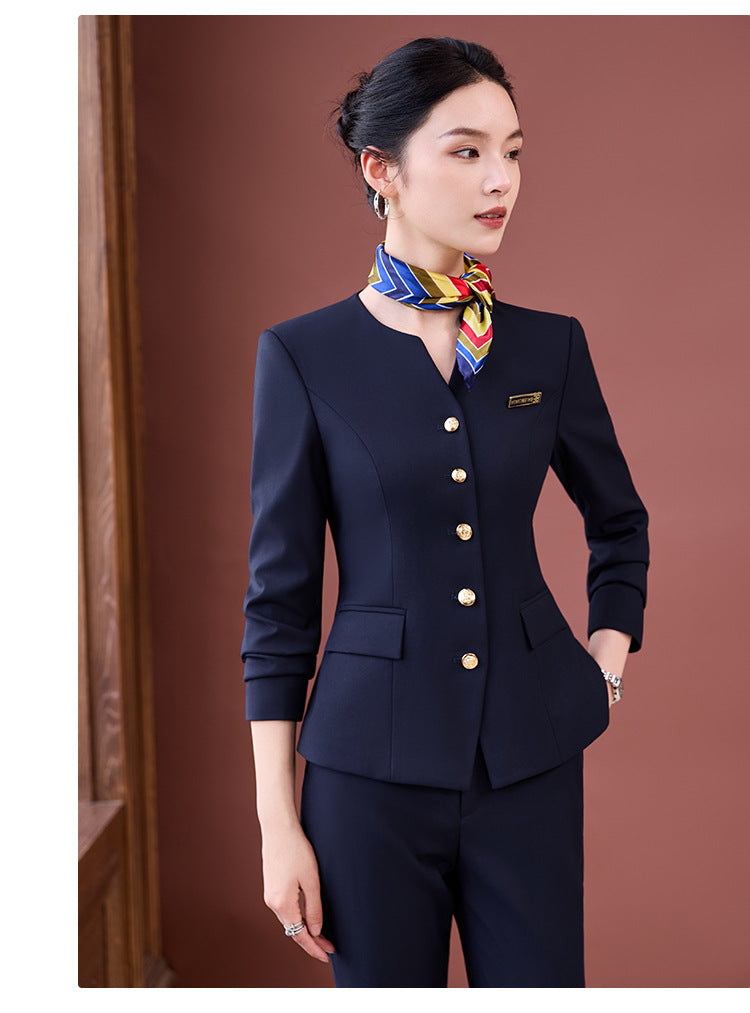 Professional Suit Suit Women's Autumn and Winter New Hotel Front Desk Jewelry Store Workwear Beauty Salon Front Desk Manager Workwear