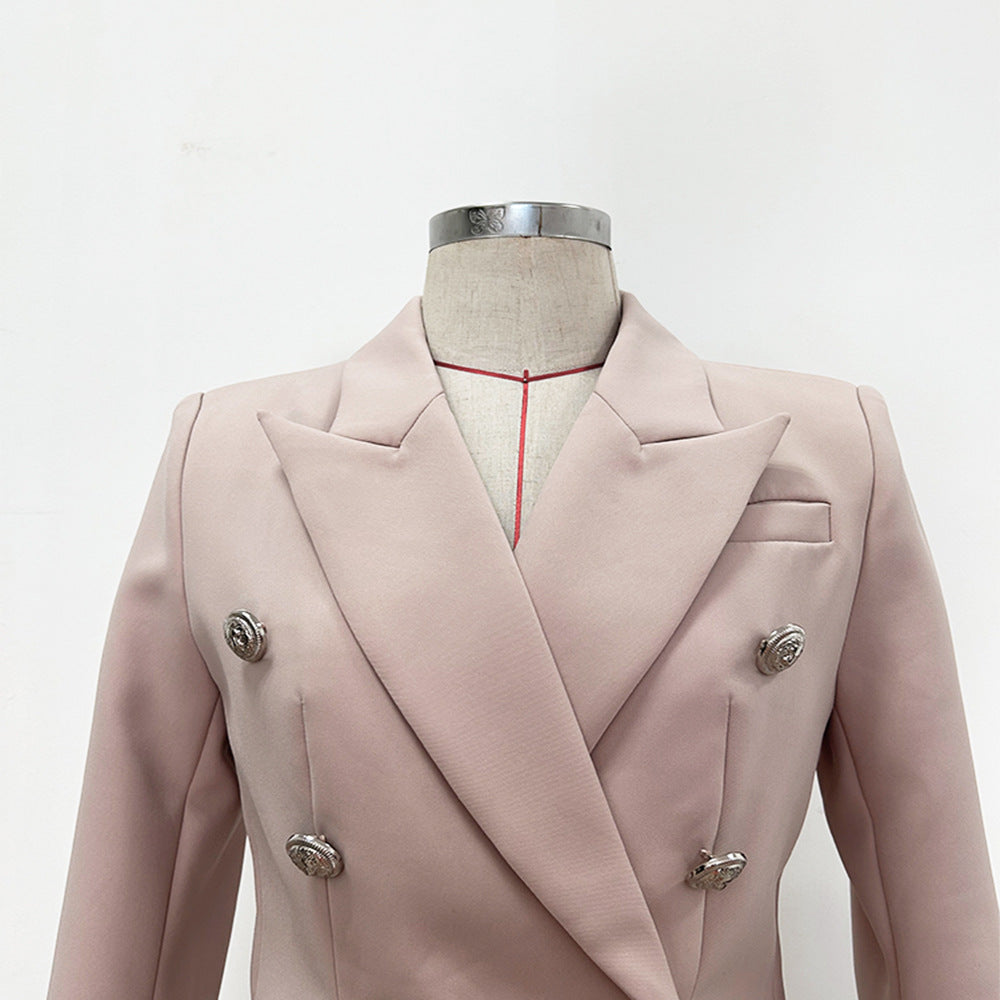 In Stock 2026 Export Star High-End Premium European and American Style Blazer with Metal Lion Head Buttons Double-Breasted Small Suit