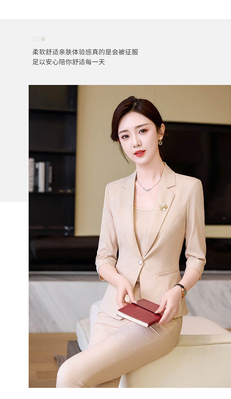 Pink Petite Suit for Women, Summer Thin High-End Short Professional Wear, Fashionable Elegant Casual Formal Wear