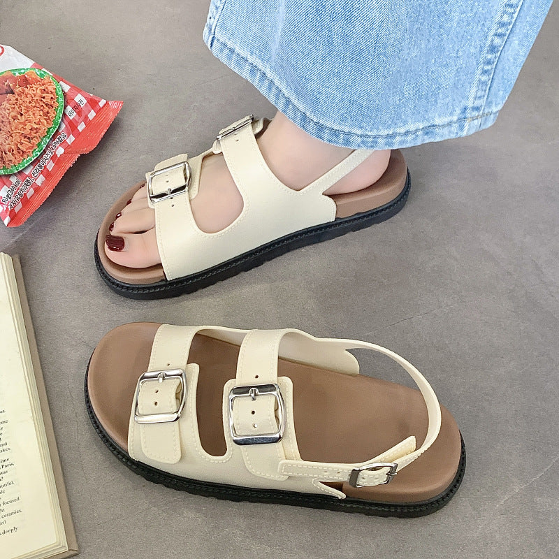 Slippers Women's Summer Rome Flat Beach Sandals Cross-border E-commerce Foreign Trade Rear Strap Fashionable Outwear All-match Sandals and Slippers