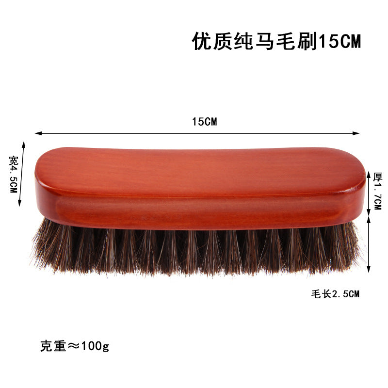 Cross-Border Shoe Brush Set, Cleaning Brush, Solid Wood Horsehair Shoe Brush, Car Seat Cleaning Brush, Soft Bristle, Amazon Bestseller