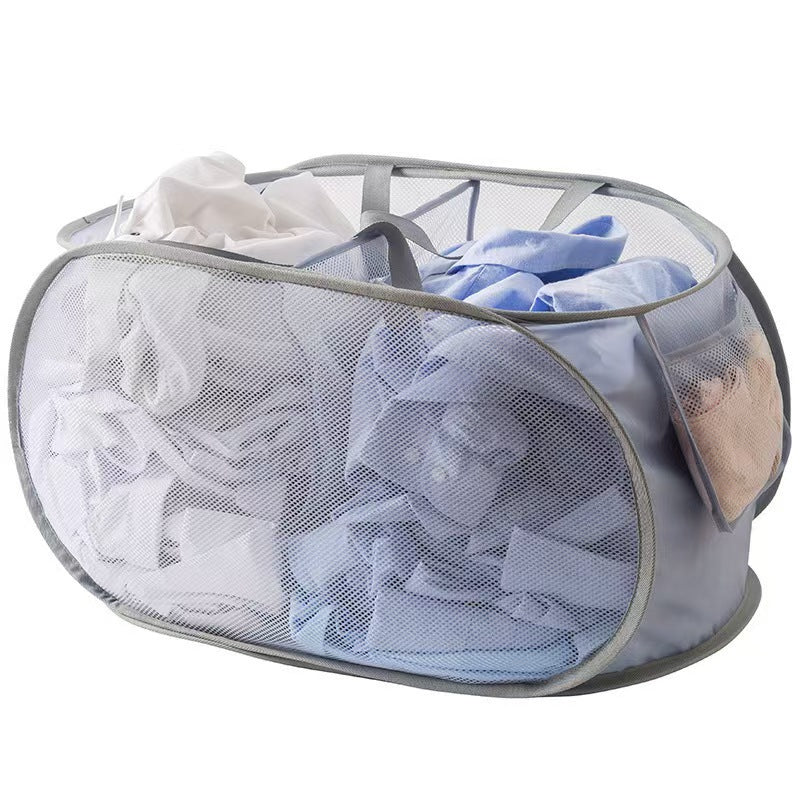 Dirty Clothes Basket, Foldable Large-Capacity Household Mesh Laundry Basket, Bathroom Storage Basket for Dirty Clothes