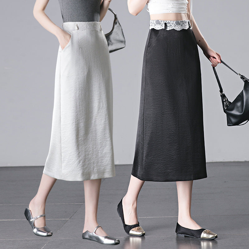 White High-Waisted Suit Skirt for Women 2025 Spring & Fall New High-Waisted Versatile Casual Fashion Straight Hip-Hugging Skirt