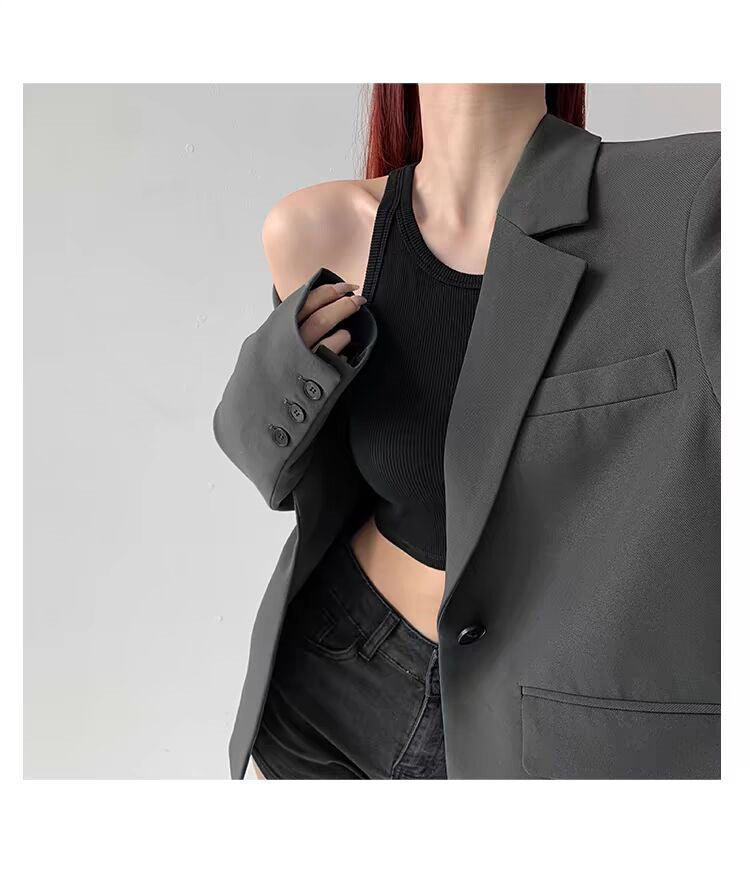 Light Luxury Small Suit for Women, 2026 Spring New Style, Gray Commuter Suit, Niche Design, Elegant Jacket