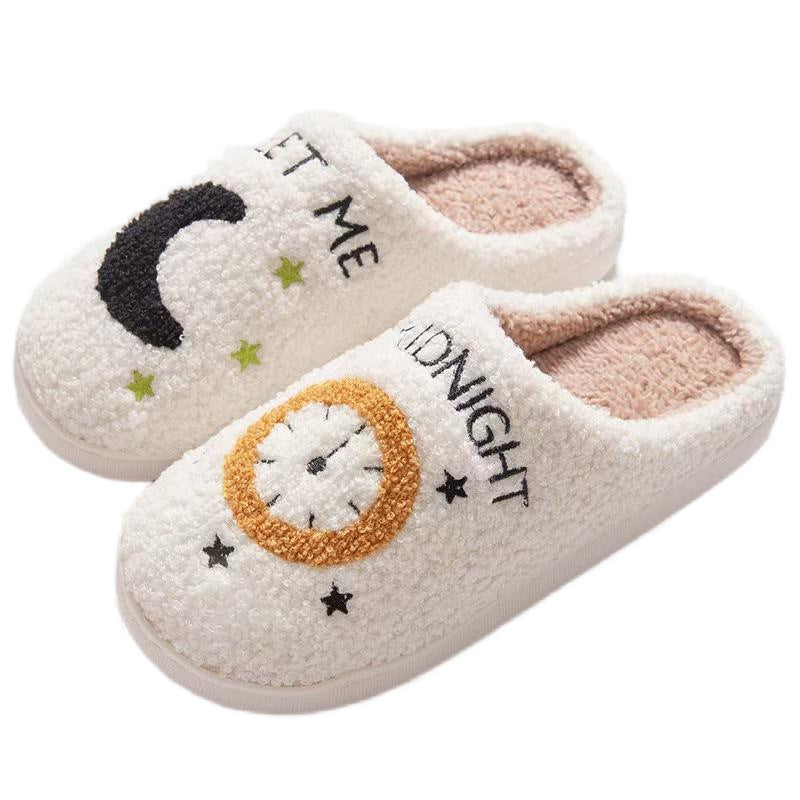 Indoor Furry Slippers for Autumn and Winter, Warm and Non-Slip Tpr Couple Slippers for Men and Women, Cartoon Cotton Slippers for Couples