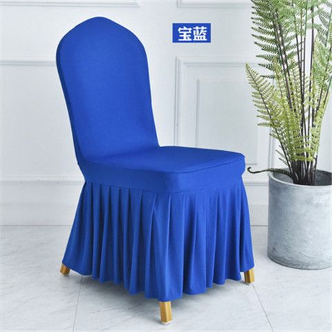 Solid Color All-Inclusive Elastic Pleated Skirt Chair Cover Hotel Wedding Banquet Household Universal Skirt Stool Cover
