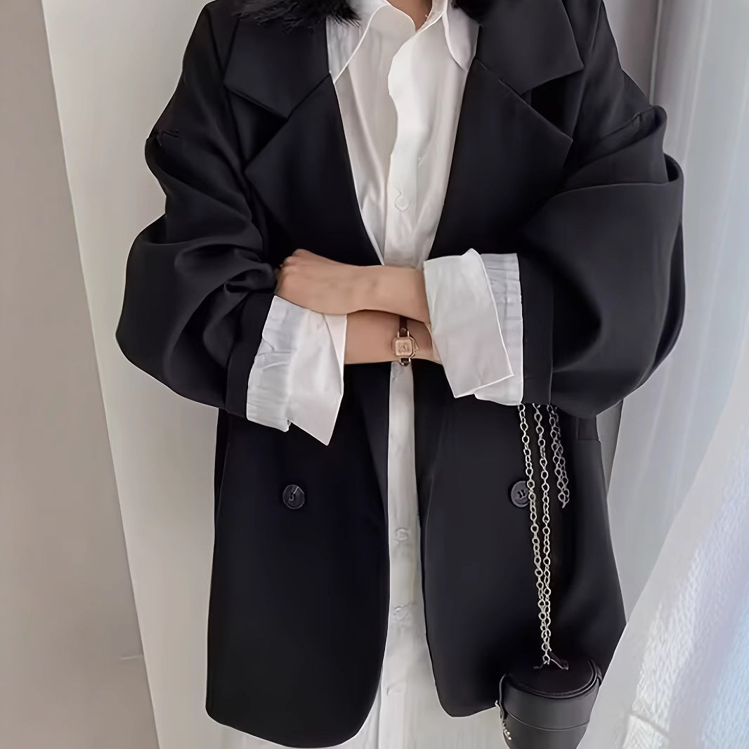 Lazy Style Suit Jacket for Women 2025 Spring and Autum New Street Celebrity Simple Loose Brown Small Suit