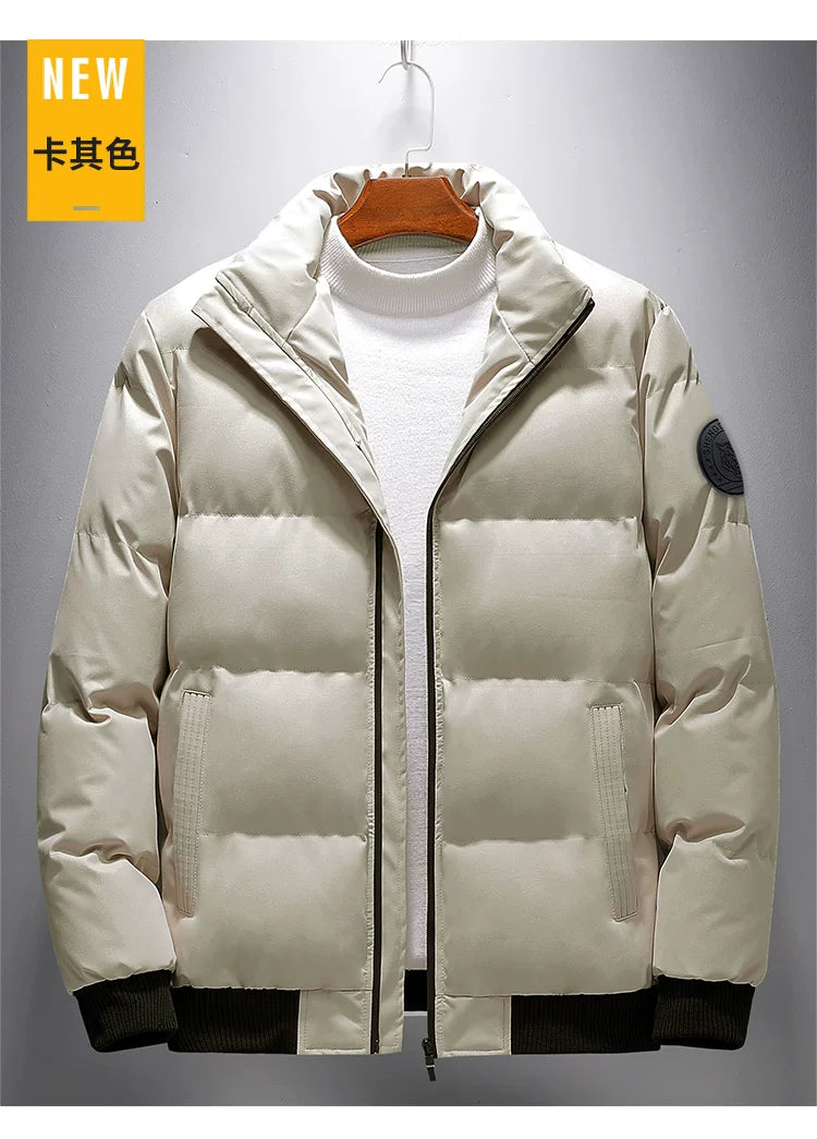 2022 Winter New Men's Cotton Jacket Trendy Stand Collar down Cotton Coat Men's Fashion Brand Outerwear Korean Style Thick Cotton Jacket