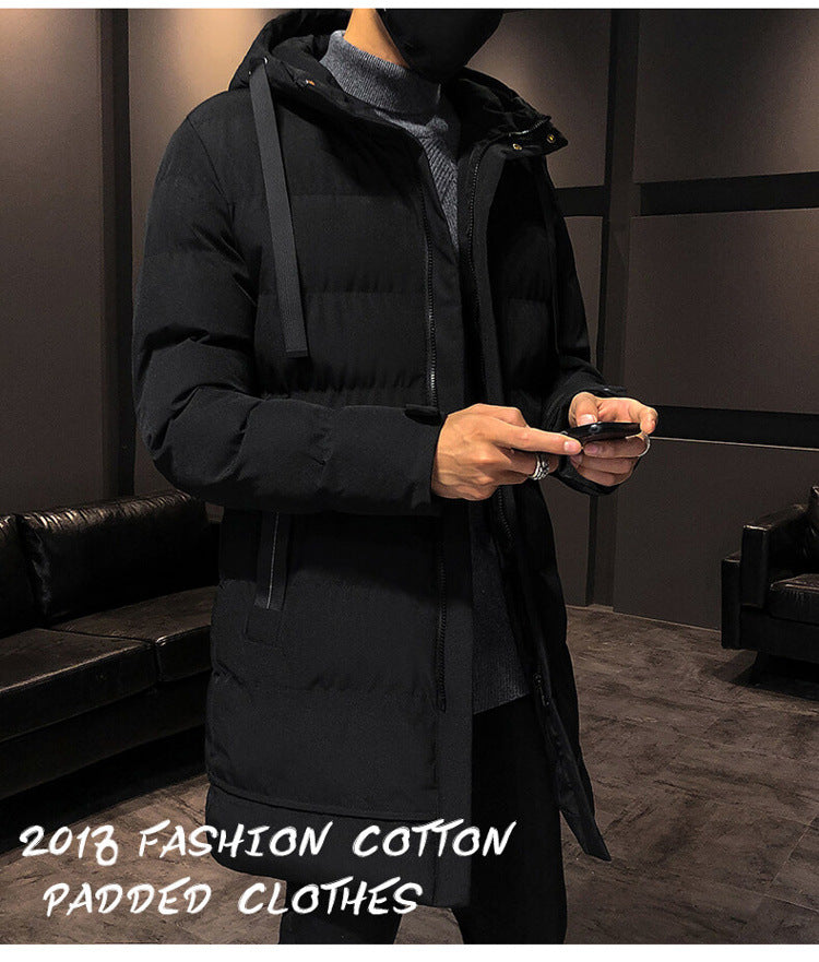 Mid-Length Cotton Outwear Men's Winter Jacket 2025 New Thickeneded Hooded Cotton Jacket Men's Korean Style Trendyy Cotton Jacket