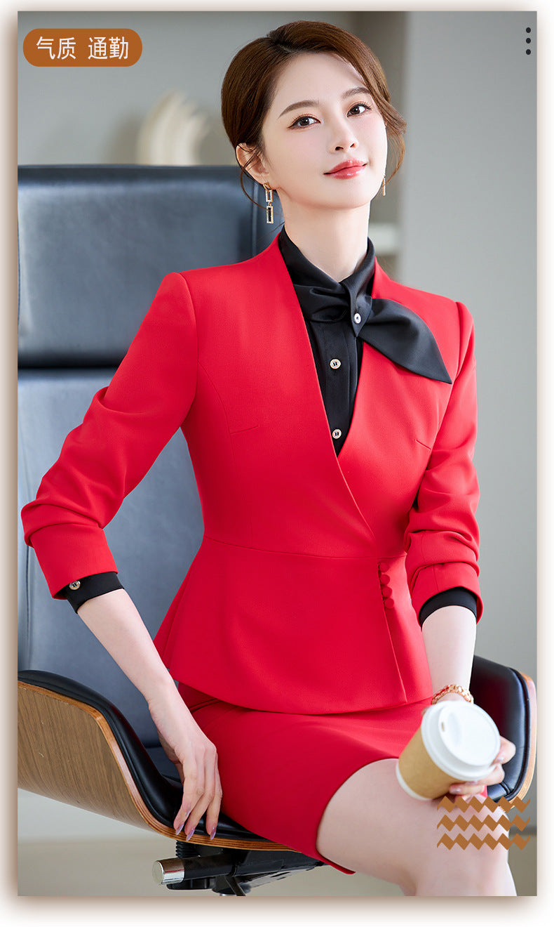 Cross-Border Professional Attire Goddess Style Long-Sleeved Beauty Salon Front Desk Fashion Hotel Manager Sales Department Jewelry Store Work Clothes