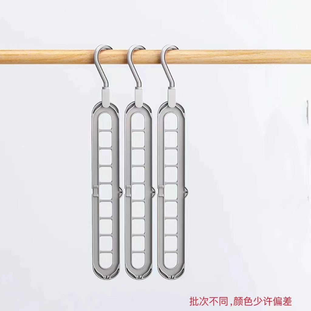 Multifunctional Magic Hanger, Foldable with Nine Holes, Space-Saving for Home Use, Suitable for Wardrobes, Closets, Dormitories, and Rotatable Storage Hanger