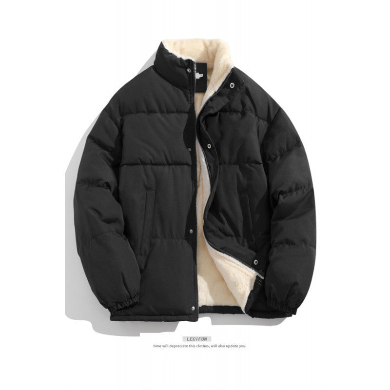 Cross-border Winter New Men's Loose Collar fleece-lined Cotton-padded Clothes Korean Style Youth Fashion Trendy Casual Cotton-padded Jacket