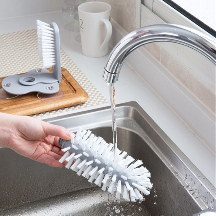 Cup Brush, Cup Washing Brush, Suction Cup Brush, Multifunctional Milk Tea Shop Suction Wall Rotating Decontamination Cleaning Glass Cup Brush