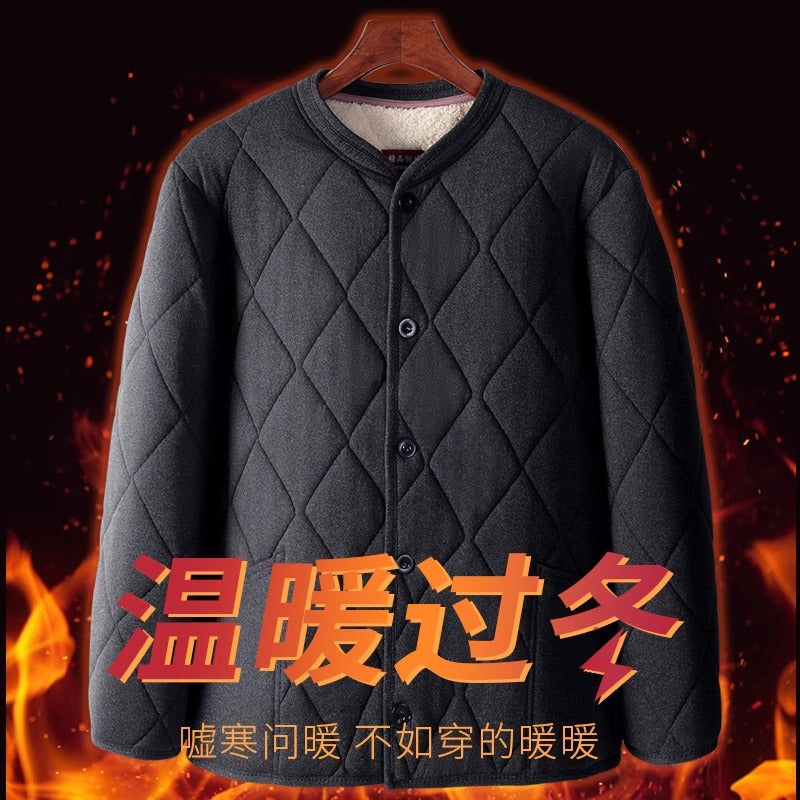 Old People's Cotton-padded Coat fleece-lined Thickened Dad's Cotton-padded Coat Grandpa Lamb Velvet Warm Cotton-padded Coat Home Loose Small Cotton-padded Coat