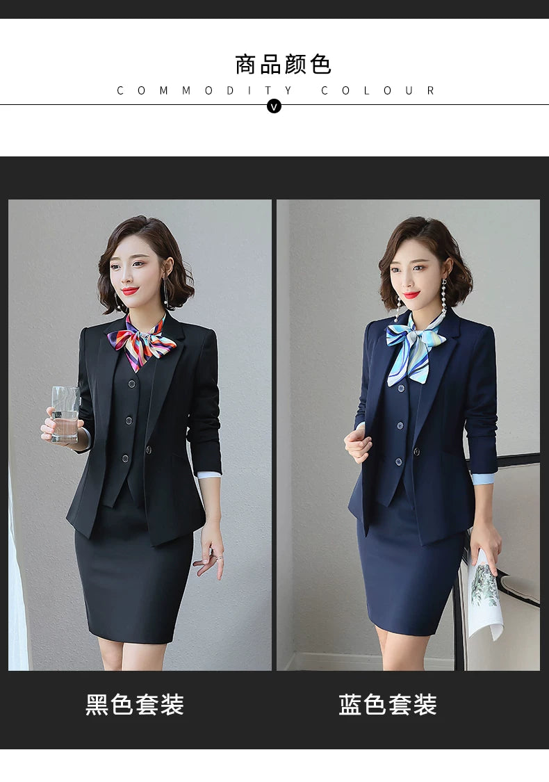 Three-piece suit overalls manager interview formal attire front desk beauty salon business attire bank mobile vest uniform