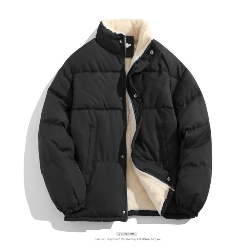 Cross-border Winter New Men's Loose Collar fleece-lined Cotton-padded Clothes Korean Style Youth Fashion Trendy Casual Cotton-padded Jacket