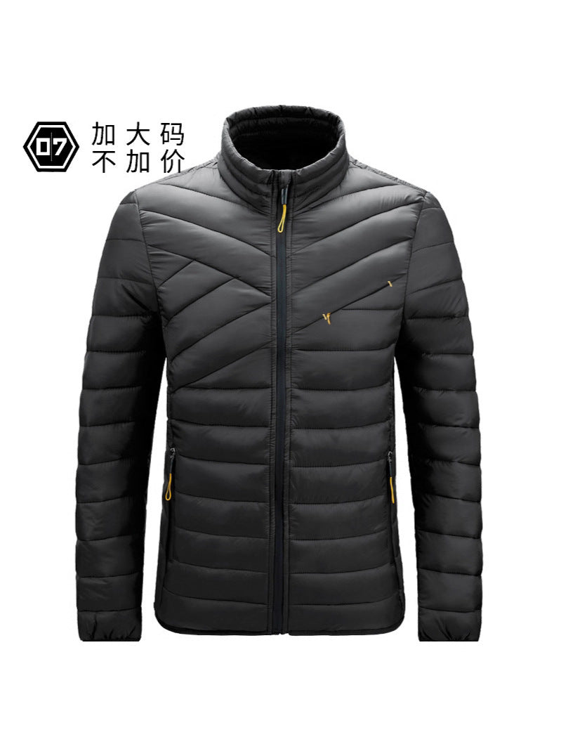 Cross-Border Cotton Coat Men's New Stand-Up Collar Cotton Jacket Simple Men's Clothing Imitation down Casual Jacket Amazon Cotton Coat