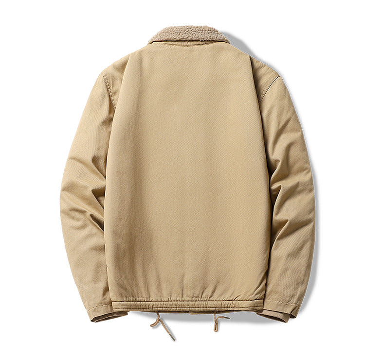 Cross-Border Winter N1 Deck Cotton Outwear, Middle-Aged Thickeneded Velvet Work Jacket, Retro Cashmere Jacket for Men