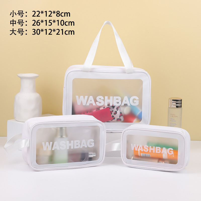 PU cosmetic bag large capacity dry and wet separate wash bag PVC transparent frosted bath bag travel portable storage bag