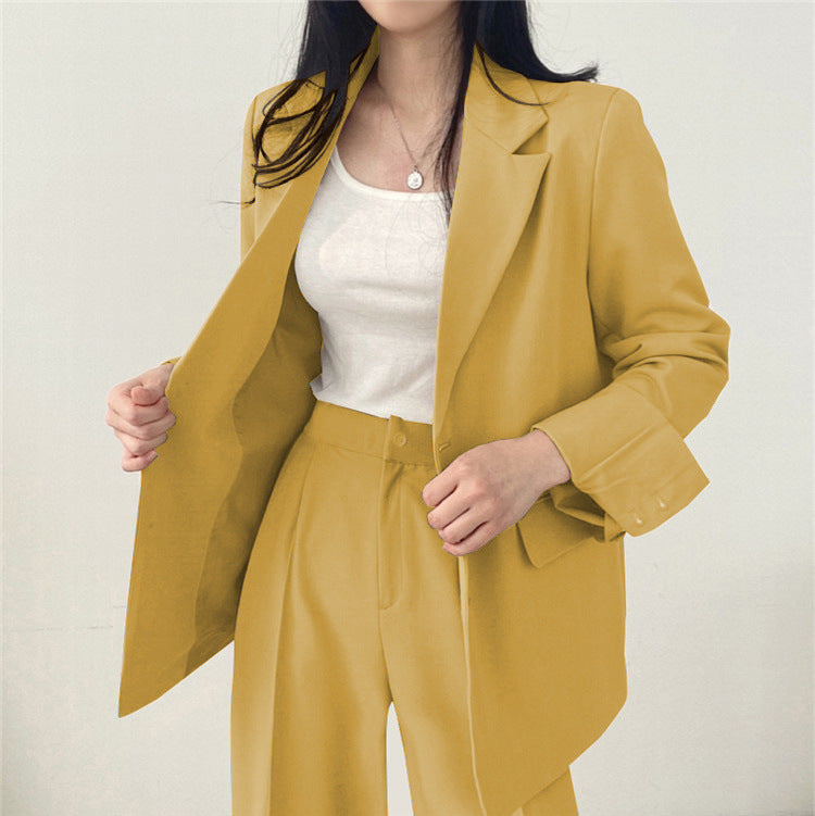 Suit Jacket High Sense Women's Spring and Autumn Design Sense Thin Niche Professional suit Temperament Slim-fit Small Suit Two-piece Set