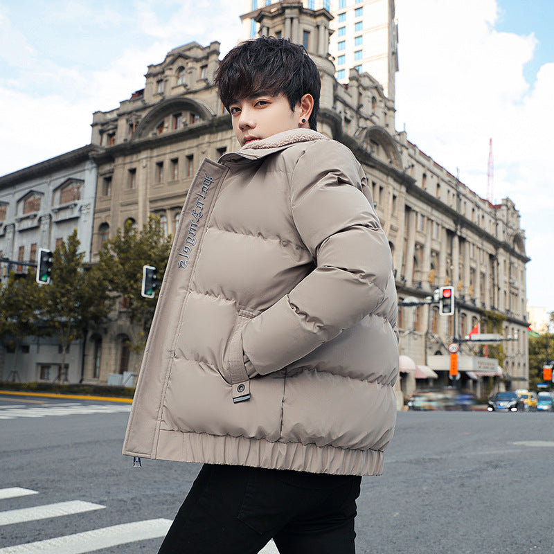 2025 Winter Cotton Jacket for Men, Fashionable and Popular Stand-Up Collar Windproof Cotton Coat, Trendy Korean Style Handsome Short Jacket for Students