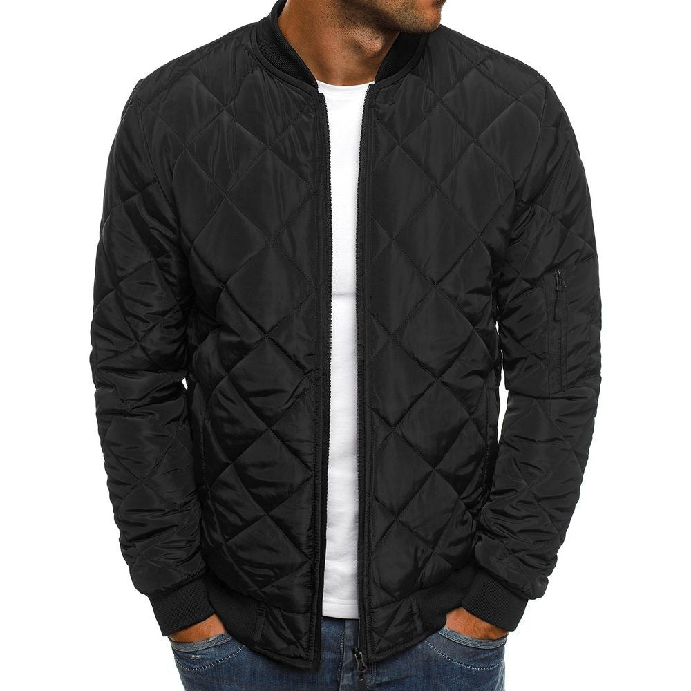23 Winter foreign trade AliExpress new Amazon rhombus men's cotton-padded jacket stand collar short cotton-padded men's clothing