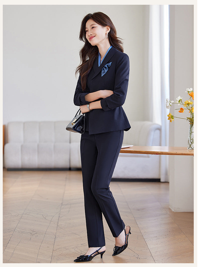 Cross-Border Flight Attendant Professional Suit Set for Women, Announcer, Art Exam Host, Formal Attire, Front Desk Receptionist, Beauty Salon Work Uniform