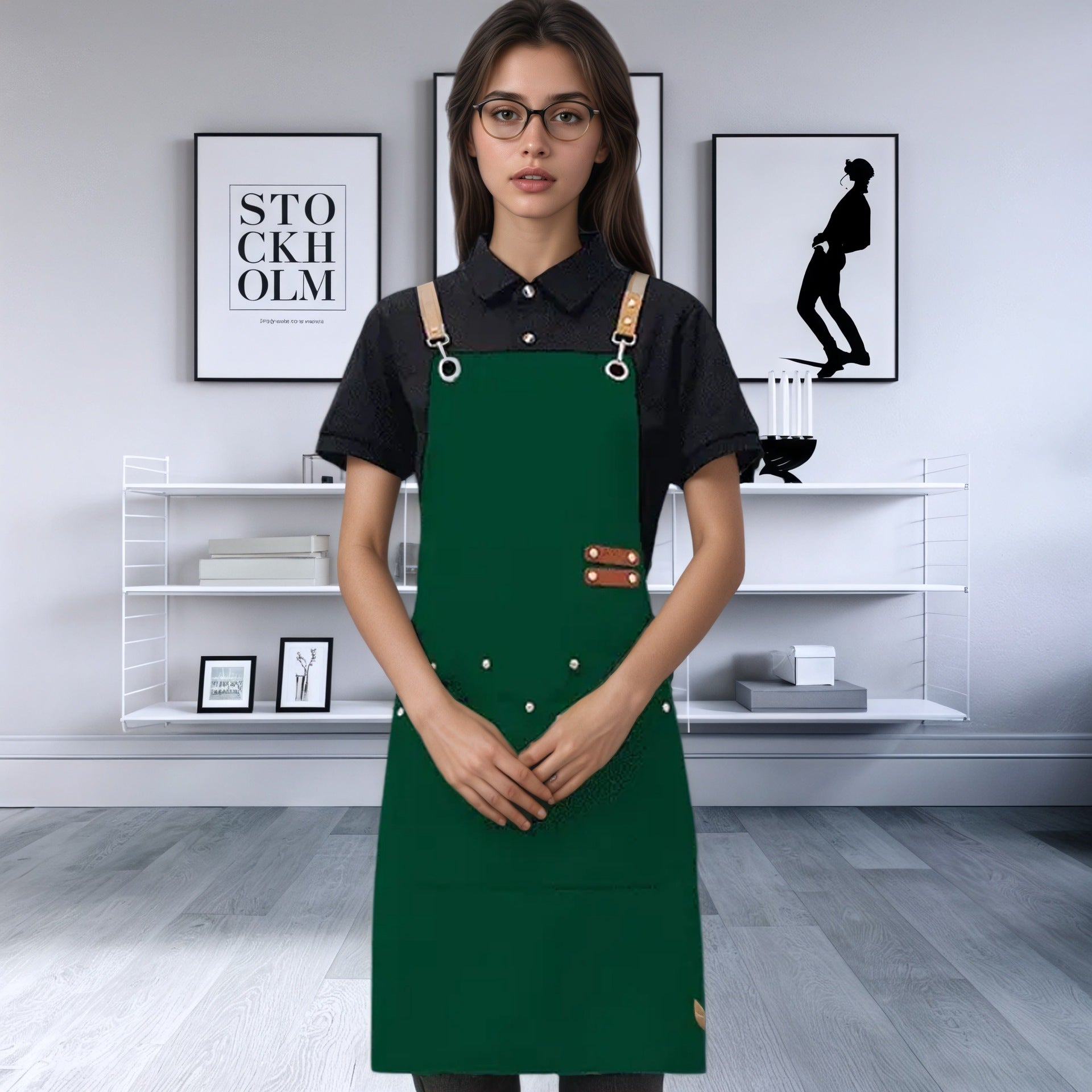 Mengniu Internet Celebrity Cross-Border Waterproof and Oil-Proof Canvas Suspenders Catering Kitchen Home Work Apron Custom Logo Printing