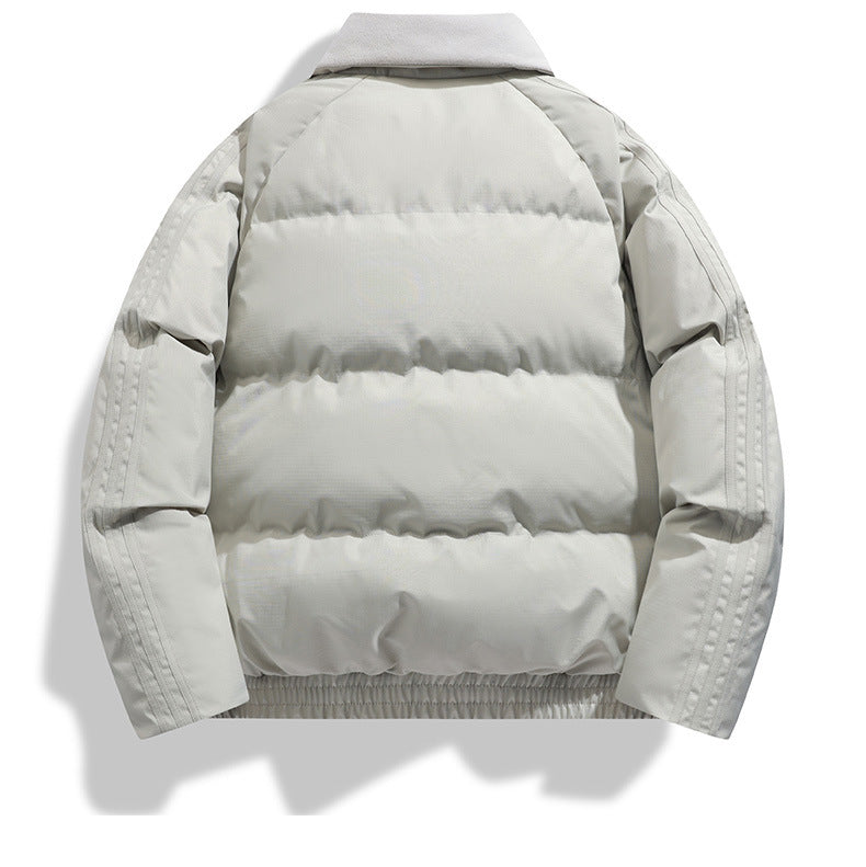 Japanese-Style Lapel Winter Thick Cotton Coat Cross-Border Men's Puffer Jacket College Trend Men's Simple Jacket Fresh Men's Clothing