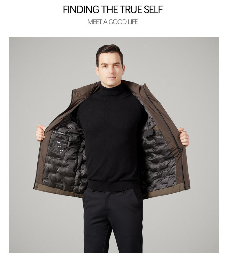 Authentic Men's Cotton Coat for Autumn and Winter, New Trendy Business Casual Loose Hooded Cotton Jacket, Thickened and Warm
