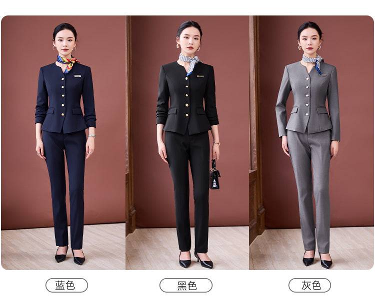 Professional Suit Suit Women's Autumn and Winter New Hotel Front Desk Jewelry Store Workwear Beauty Salon Front Desk Manager Workwear
