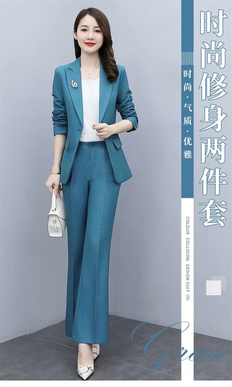 This Year's Hot Spring Style New Slim Fit Professional Fashion Bootcut Pants Women's Two-Piece Suit