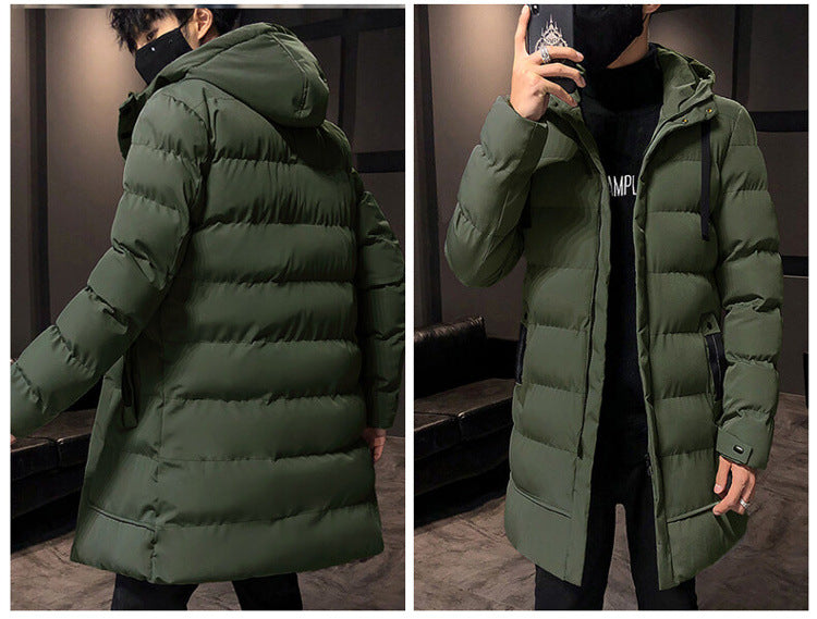 Mid-Length Cotton Outwear Men's Winter Jacket 2025 New Thickeneded Hooded Cotton Jacket Men's Korean Style Trendyy Cotton Jacket